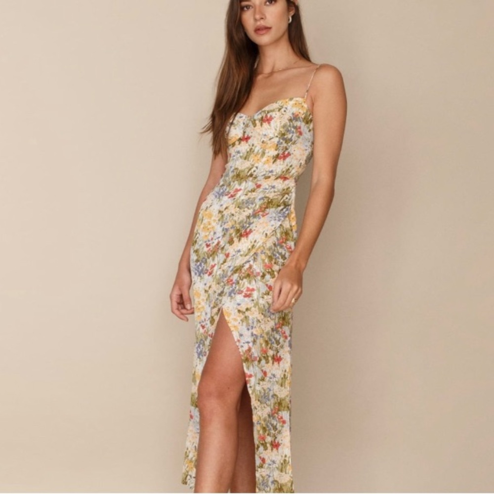 Reformation Kourtney dress in countryside